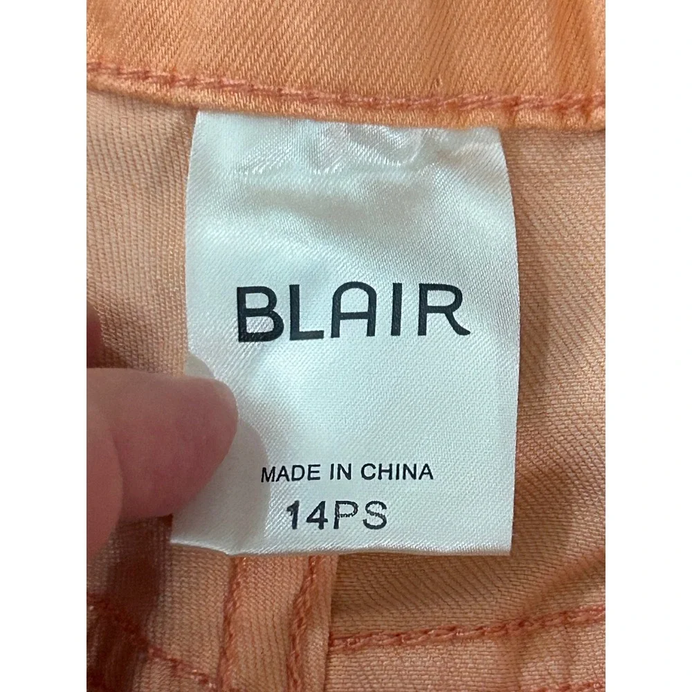 Blair Peach Orange Wide Leg Cropped Jeans Pants Womens Size‎ 14PS